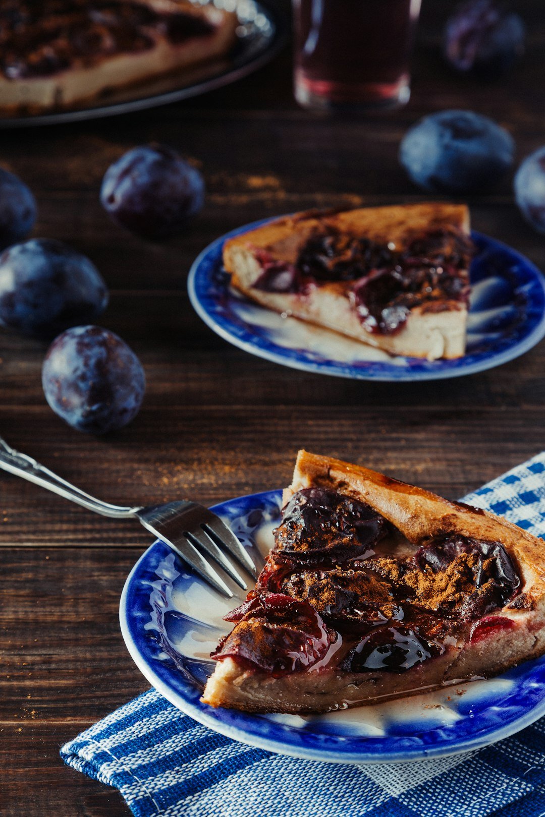 Homemade Czech koláč cake with plum and poppy seed filling