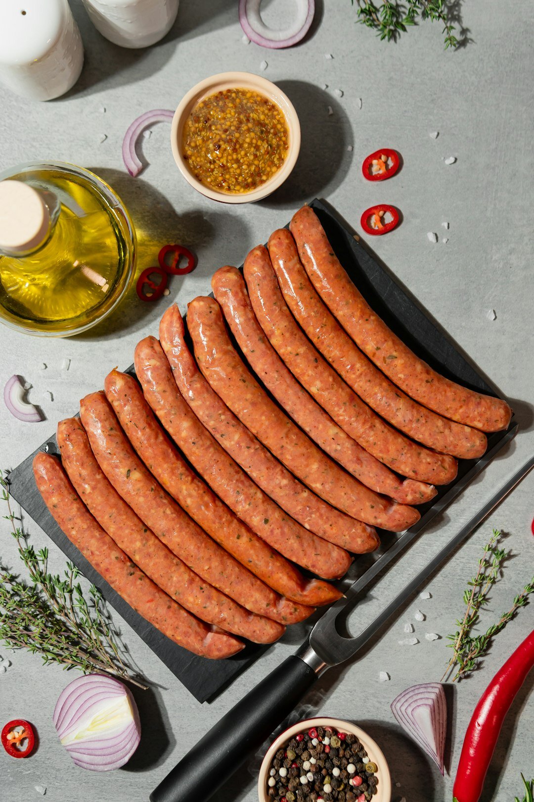 grilling sausages outdoors