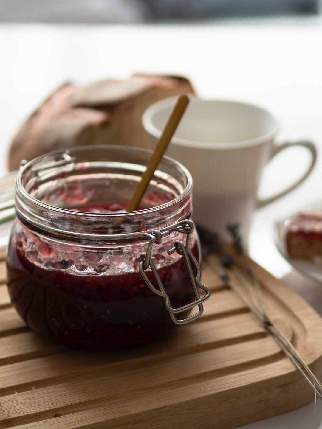 homemade jam jars on table