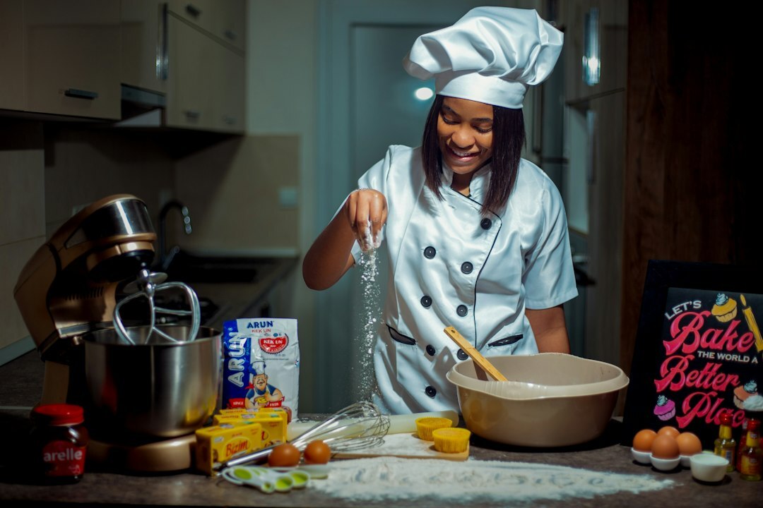 woman baking cake