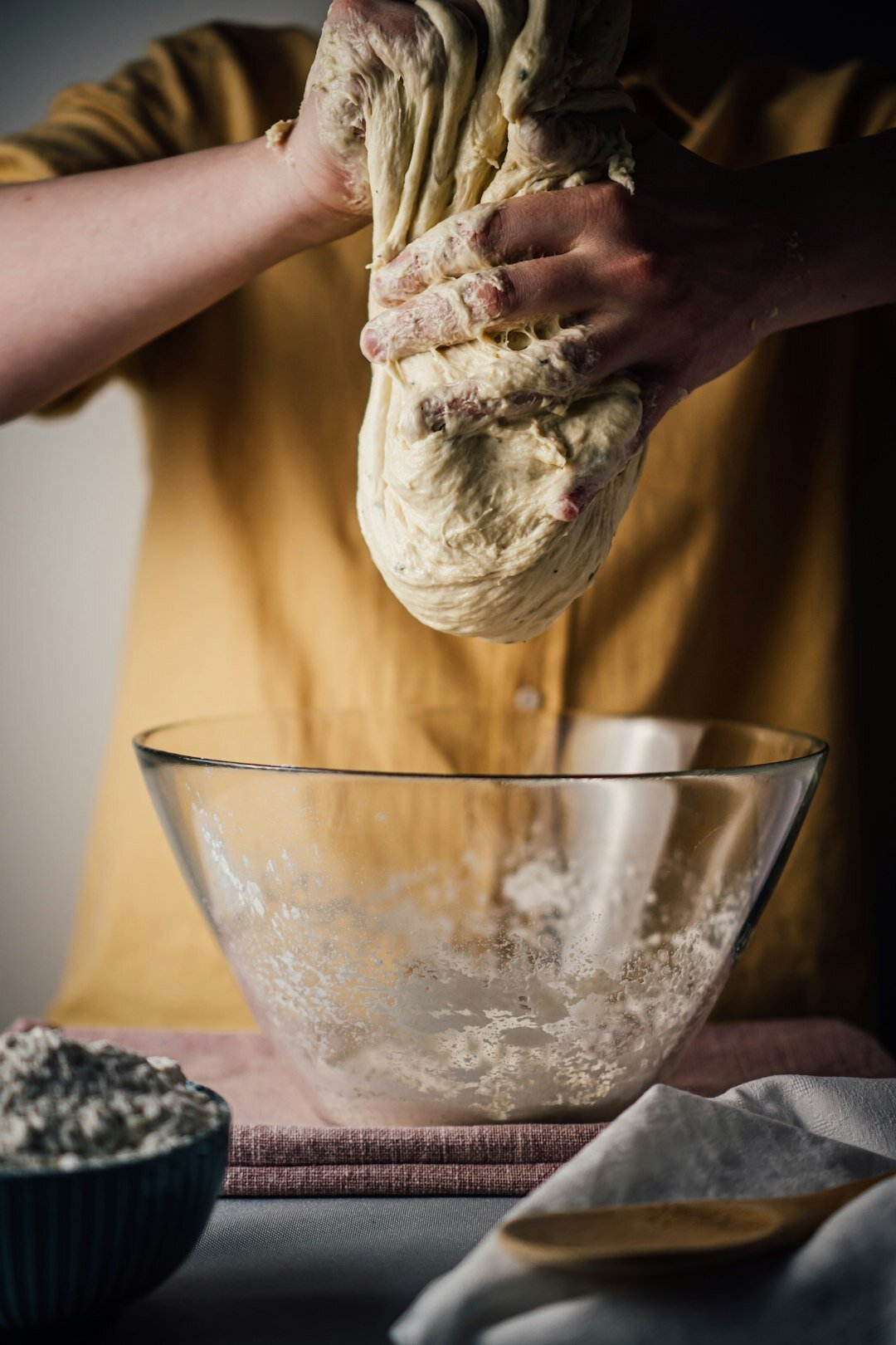 mixing dough by hand